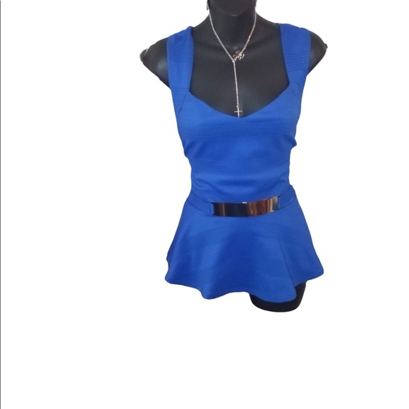 Royal blue women’s peplum - Picture 3 of 5